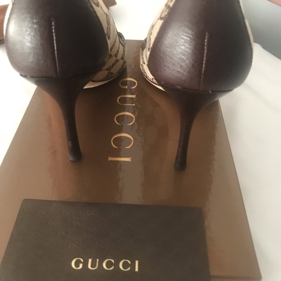 Gucci Classic GG Print Open Toe Horsebit Heel S.39